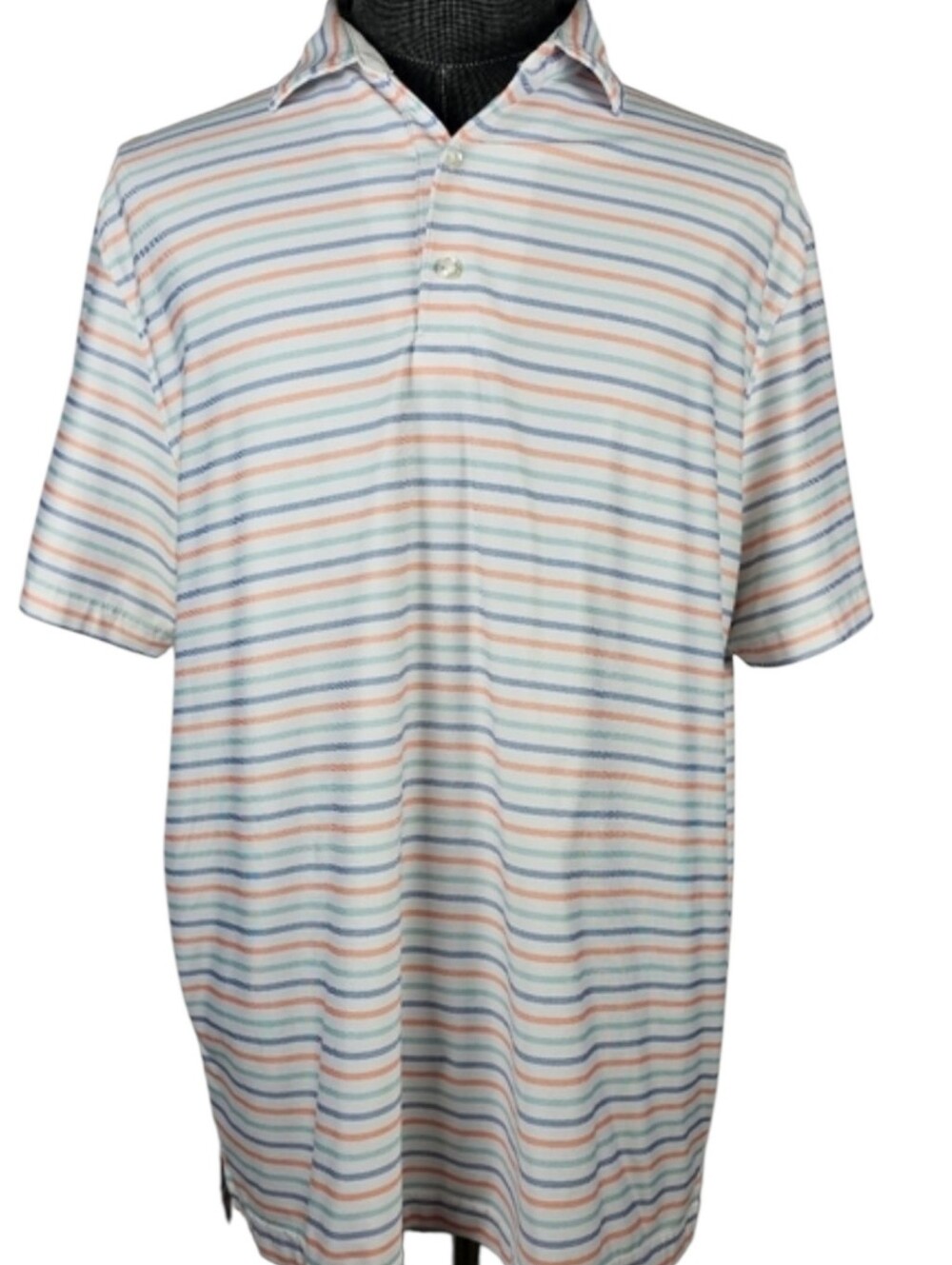 Hickey Freeman Men's Striped Poly Blend Golf Polo Casual Sport Size L